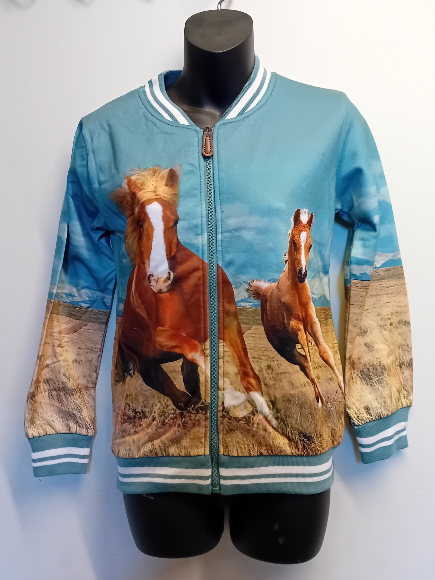 Blauw vest met paarden zonder capuchon