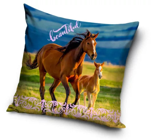 Blauw Kussen van een paard en veulen