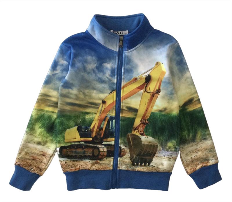 Gilet bleu avec une grue