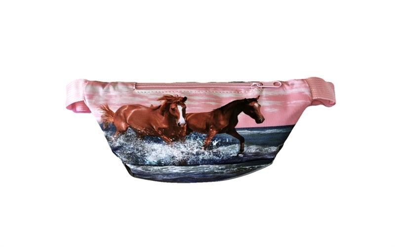 Süße rosa Bauch tasche mit 2 Pferden im Meer