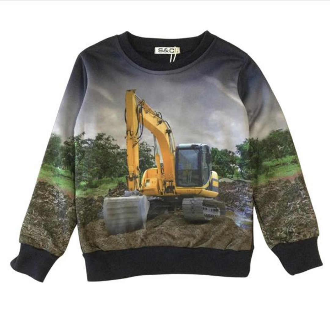 Blauer Pullover mit Hahn