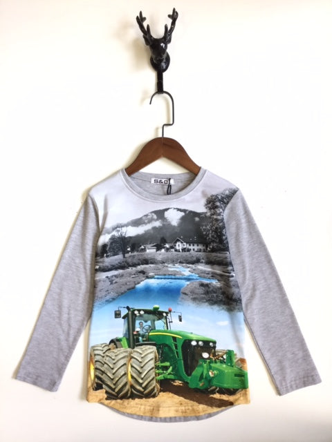 graues Longsleeve von John Deere