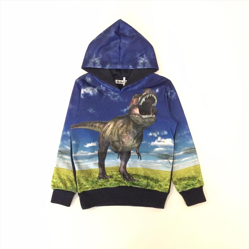 Sweat à capuche bleu avec dinosaure Tyrannosaurus rex