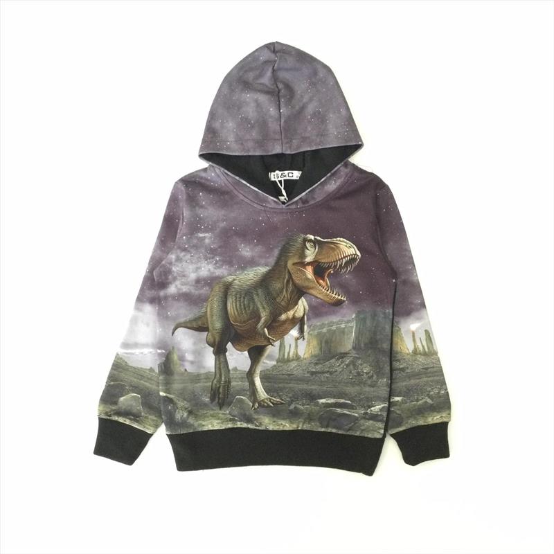 Black hoodie with dino T-rex