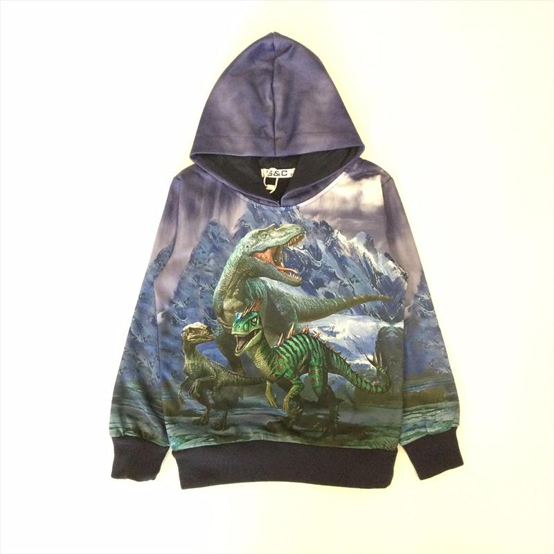 Multi Dinosaurs Blue Hoodie