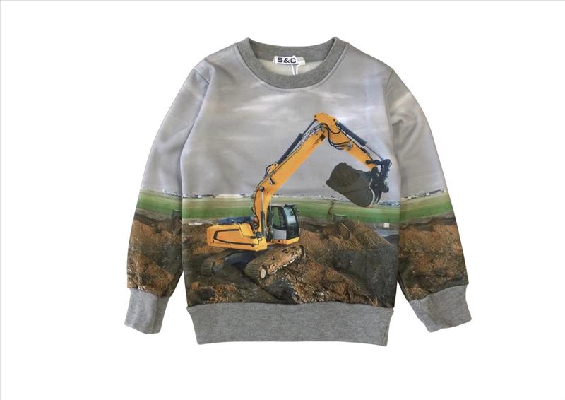 Gray sweater with crane
