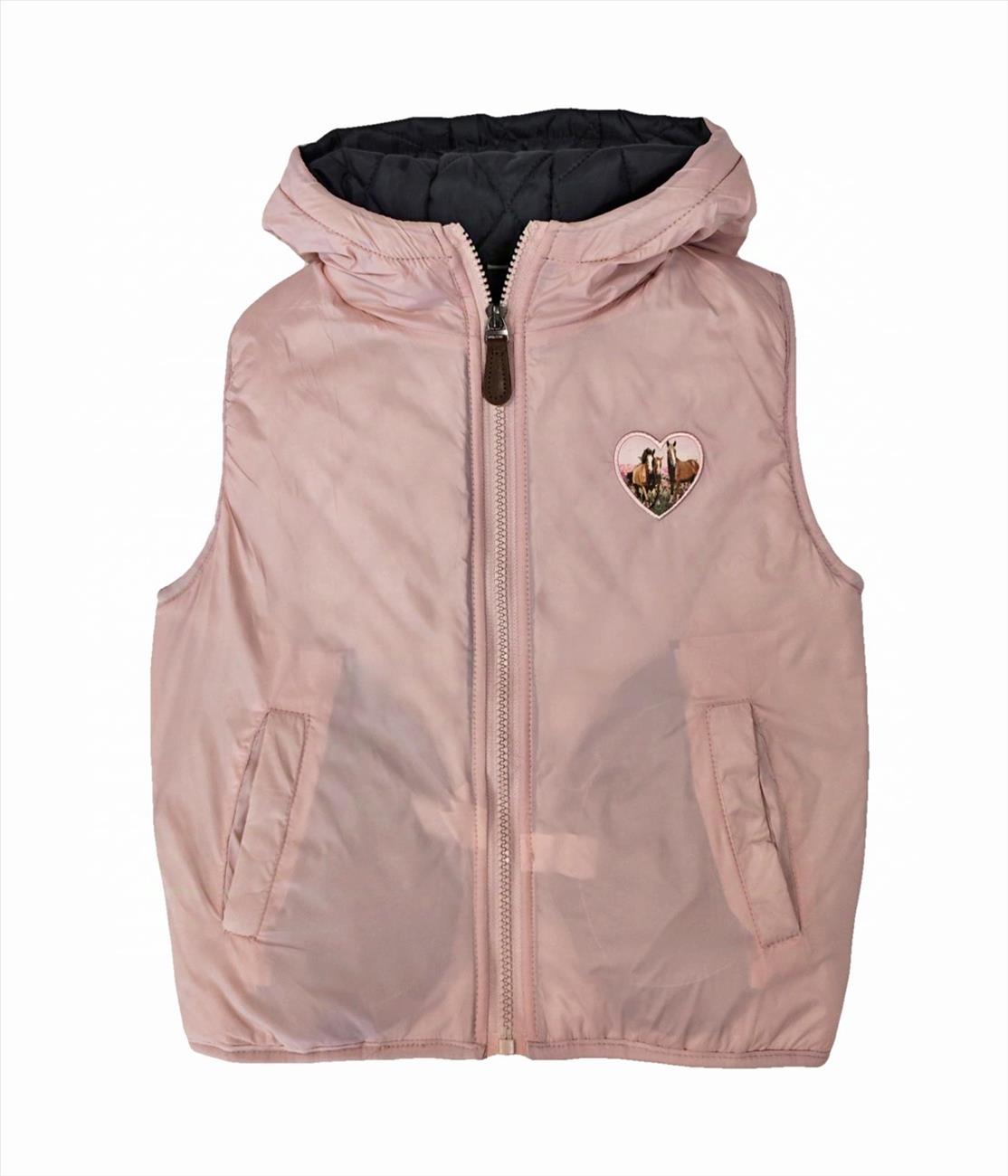 Bodywarmer met paarden roze met capuchon