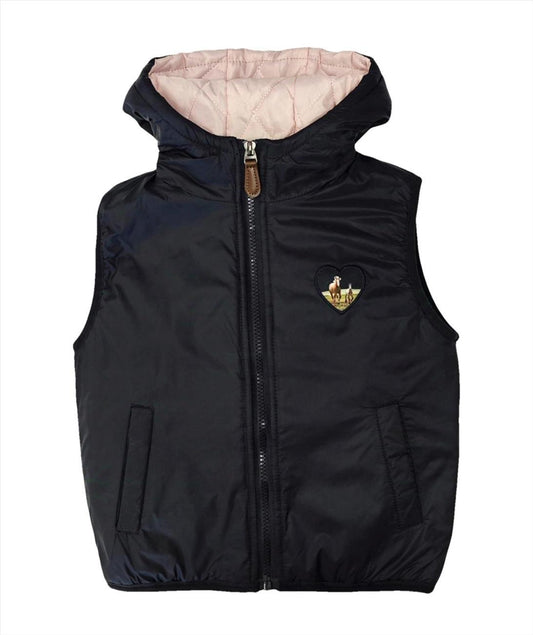 Bodywarmer met paarden blauw met capuchon