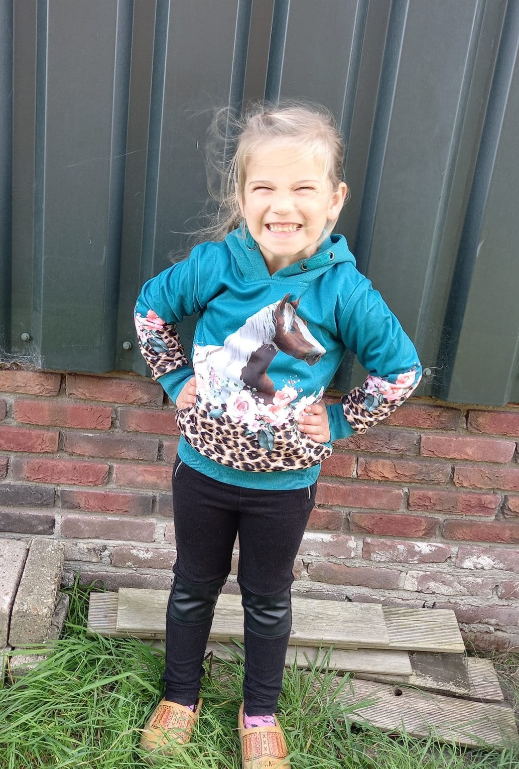 Hoodie horse turquoise