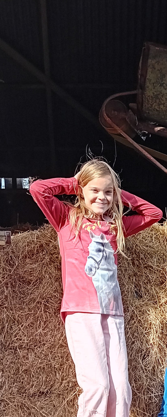 T-shirt rouge foncé à cheval avec fermeture éclair