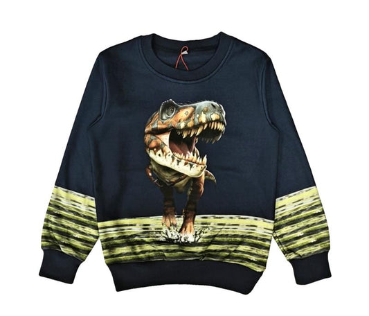 Donkerblauwe trui met dinosaurussen