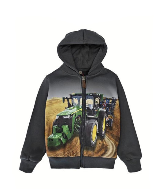 Donkergrijs vest met trekker John Deere