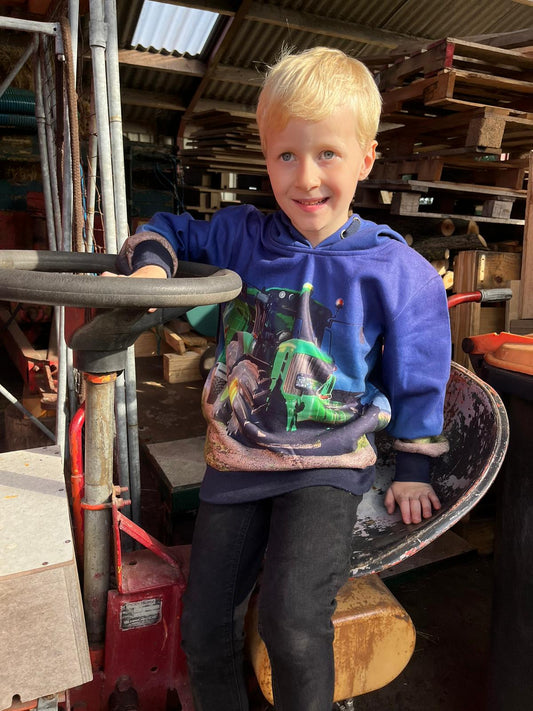 Sweat à capuche bleu foncé avec John Deere