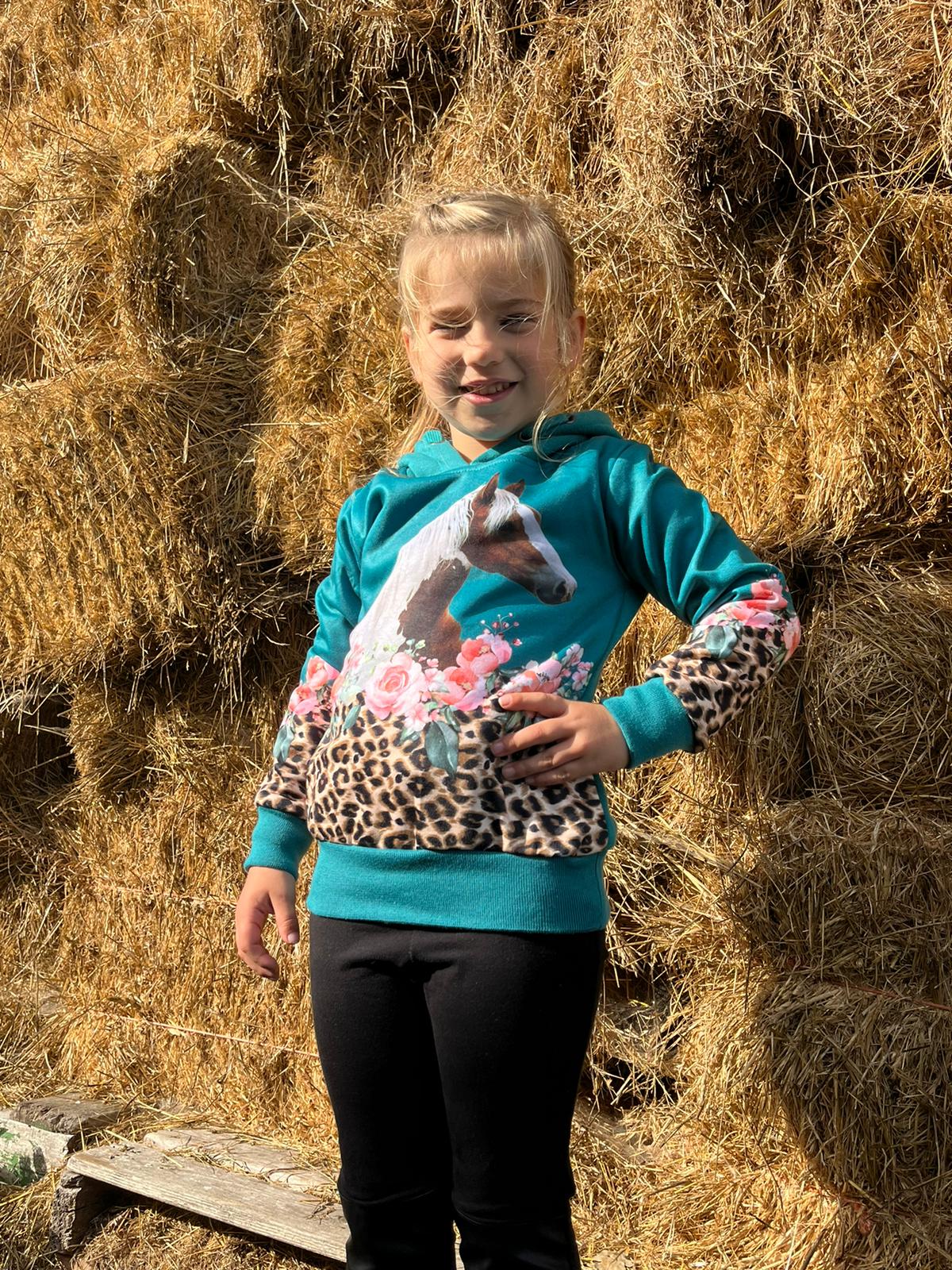 Hoodie horse turquoise