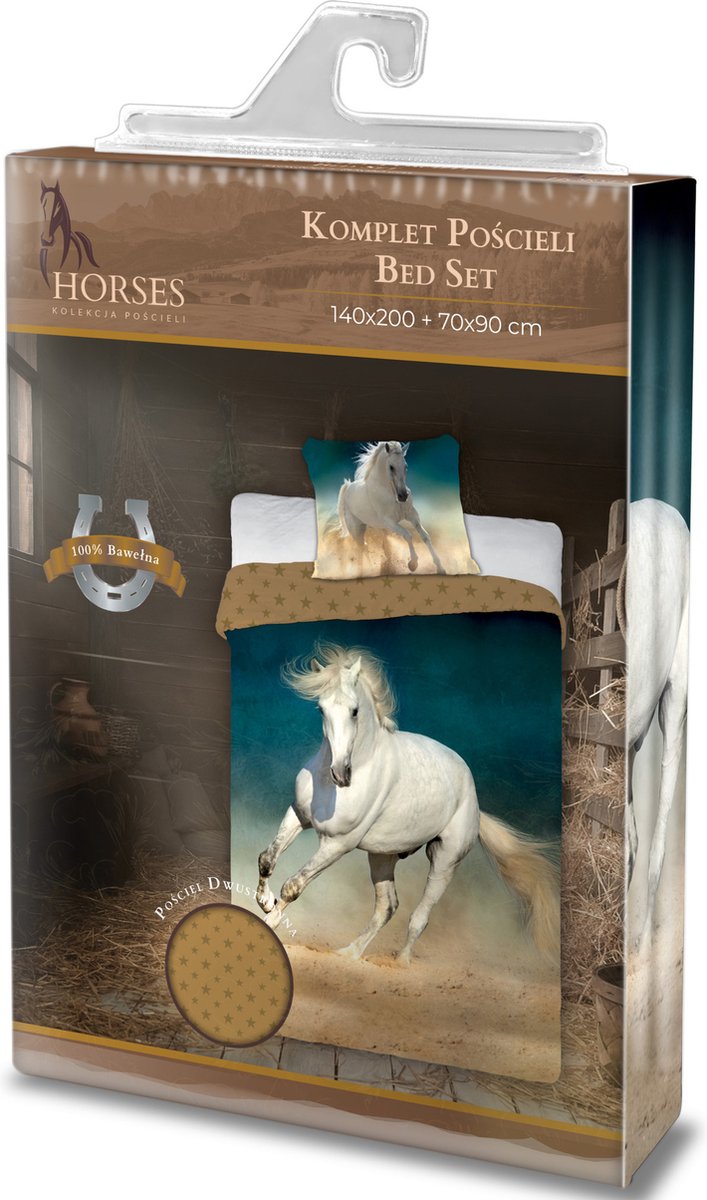 Dekbedovertrek wit Paard