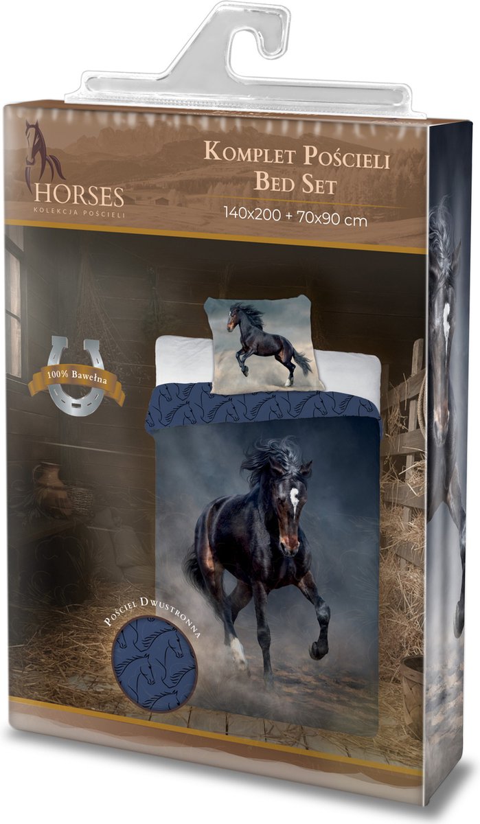 Dekbedovertrek zwart Paard