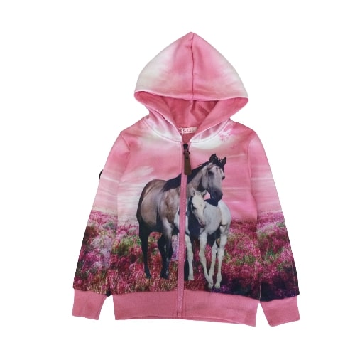 Roze vest met Paard en veulen