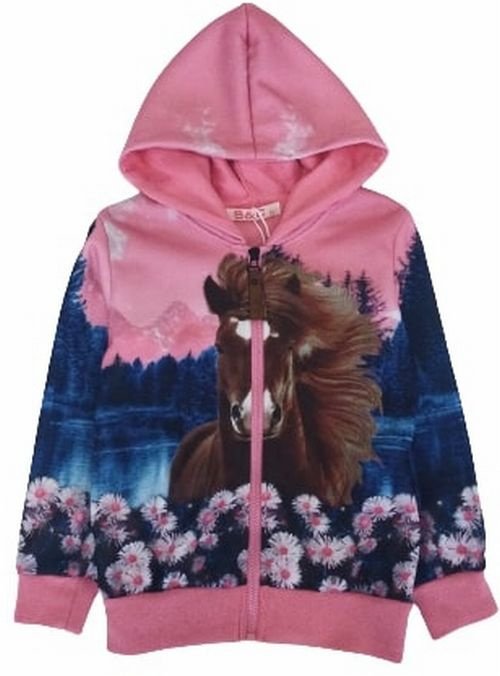 Gilet rose avec Cheval à fleurs