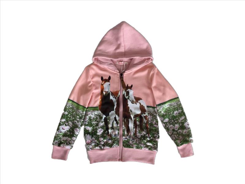 Light pink cardigan with horses