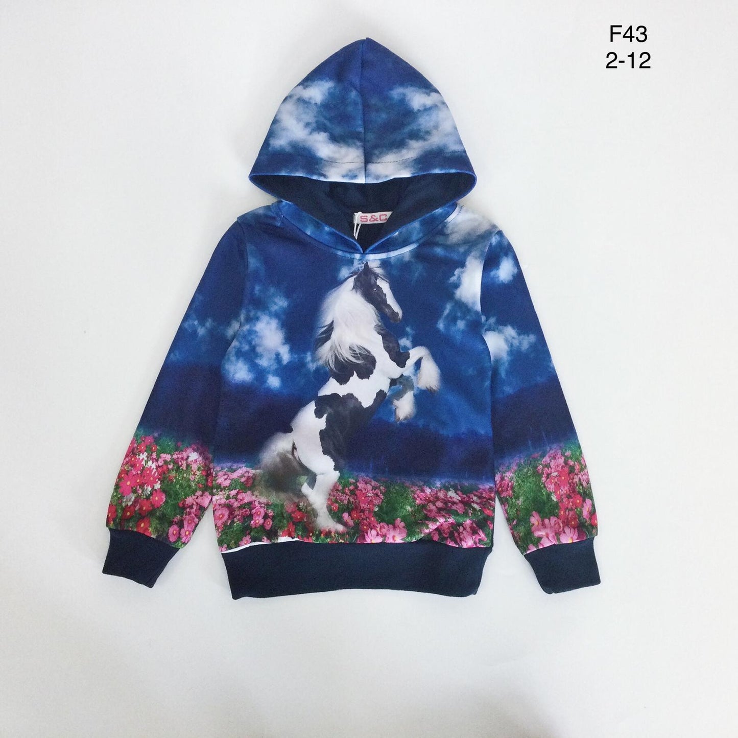 Hoodie Steigerend paard blauw