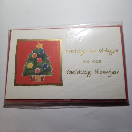 Kerstkaarten kerstboom met gekleurde ballen