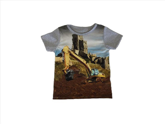 Gray shirt with excavator