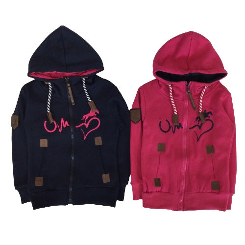 Roze vest met paard en blauw